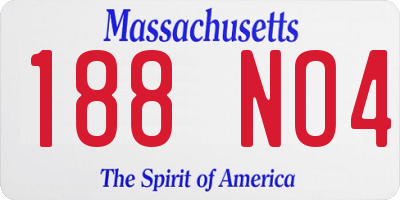 MA license plate 188NO4