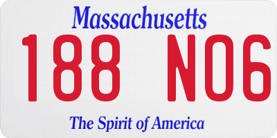 MA license plate 188NO6