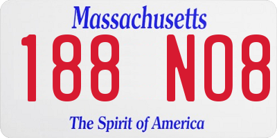 MA license plate 188NO8