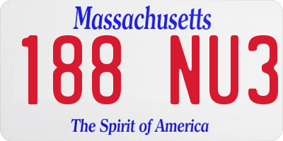 MA license plate 188NU3