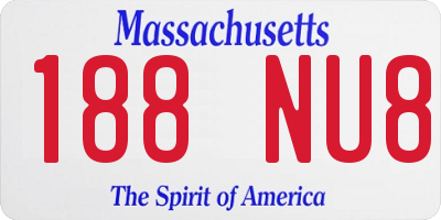MA license plate 188NU8