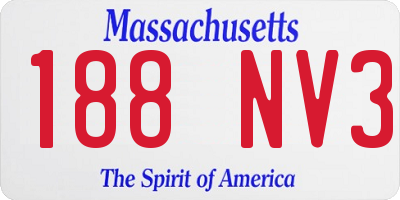 MA license plate 188NV3