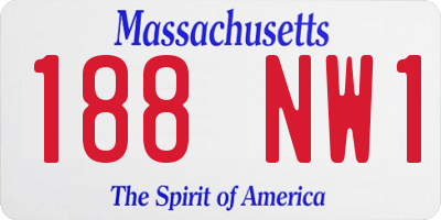 MA license plate 188NW1