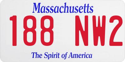 MA license plate 188NW2