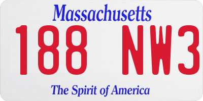 MA license plate 188NW3