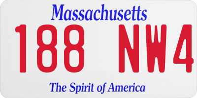 MA license plate 188NW4