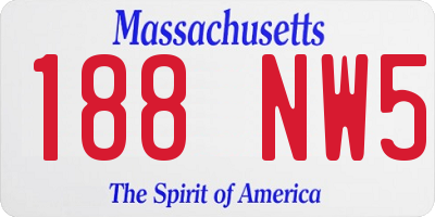 MA license plate 188NW5