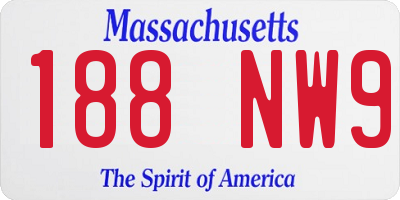MA license plate 188NW9