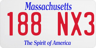 MA license plate 188NX3
