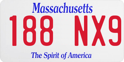 MA license plate 188NX9