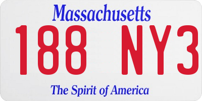 MA license plate 188NY3