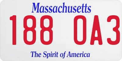 MA license plate 188OA3