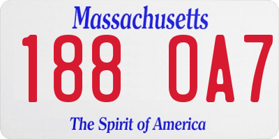 MA license plate 188OA7