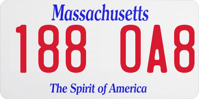 MA license plate 188OA8