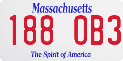 MA license plate 188OB3