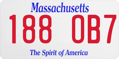 MA license plate 188OB7