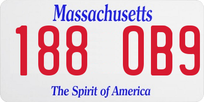 MA license plate 188OB9