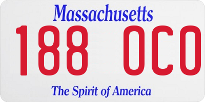 MA license plate 188OC0