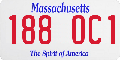 MA license plate 188OC1