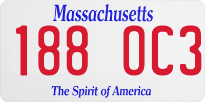 MA license plate 188OC3