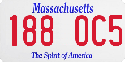 MA license plate 188OC5