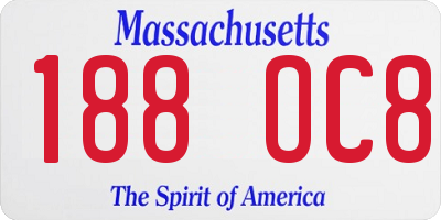 MA license plate 188OC8