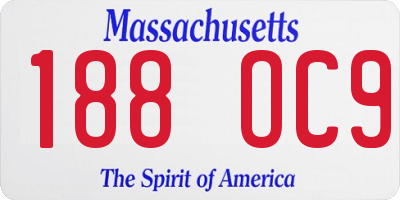 MA license plate 188OC9