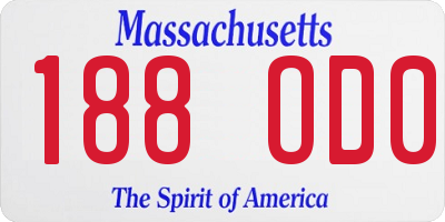 MA license plate 188OD0