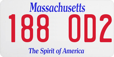 MA license plate 188OD2
