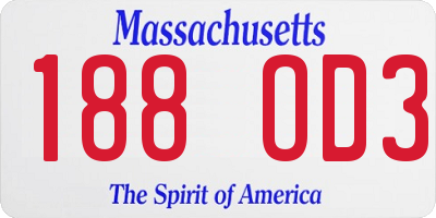 MA license plate 188OD3
