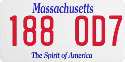 MA license plate 188OD7
