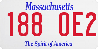 MA license plate 188OE2