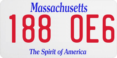 MA license plate 188OE6