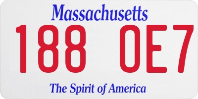 MA license plate 188OE7
