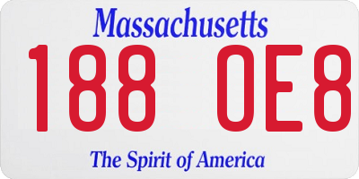MA license plate 188OE8
