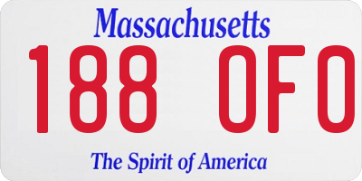 MA license plate 188OF0