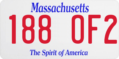 MA license plate 188OF2