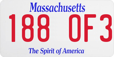 MA license plate 188OF3