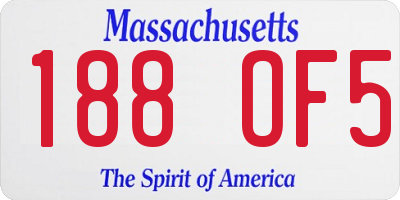 MA license plate 188OF5