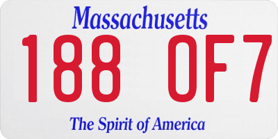 MA license plate 188OF7