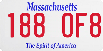 MA license plate 188OF8