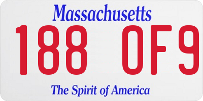 MA license plate 188OF9