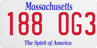 MA license plate 188OG3