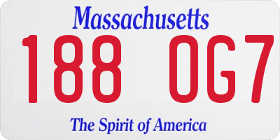 MA license plate 188OG7