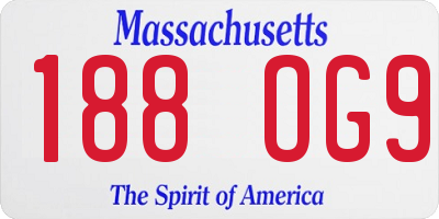 MA license plate 188OG9