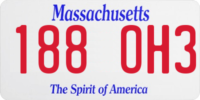 MA license plate 188OH3