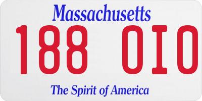 MA license plate 188OI0