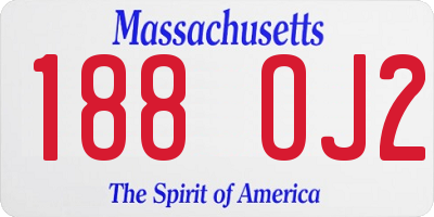 MA license plate 188OJ2