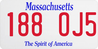MA license plate 188OJ5