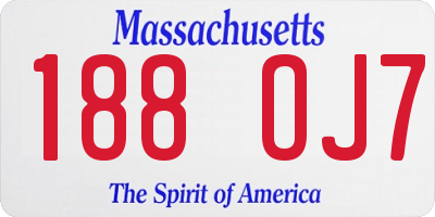MA license plate 188OJ7